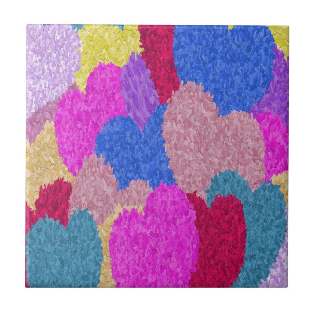 Carreau Les Coeurs Fragmentés Peinture Abstraite (Devant)