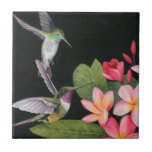 Carreau Les colibris de la Plumeria<br><div class="desc">Dans la Plumeria I par Grace Popp. Deux colibris flottent autour de fleurs tropicales roses. | 140388GG</div>