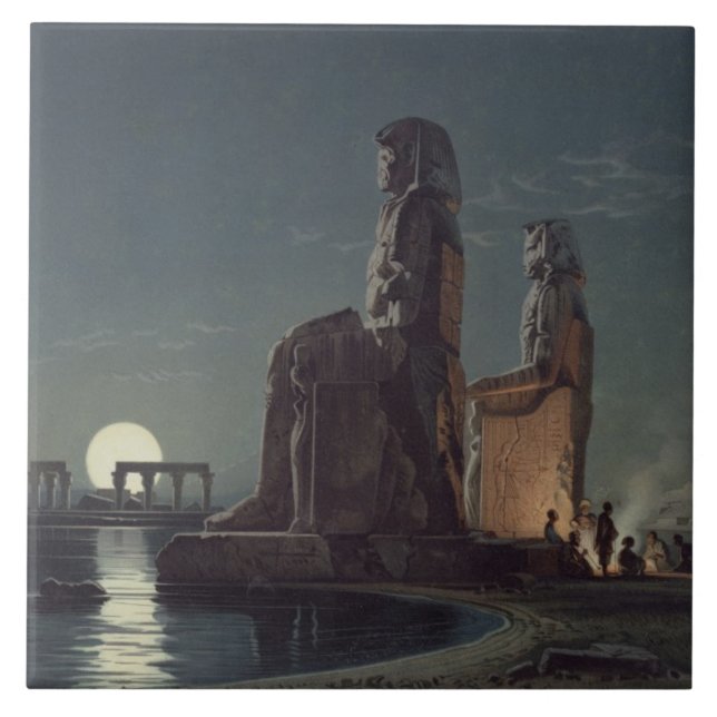 Carreau Les colosses de Memnon, Thebes, un de 24 illustrat (Devant)