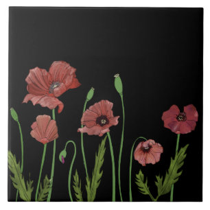 Carreau Les coquelicots rouges sur le carrelage de la cuis