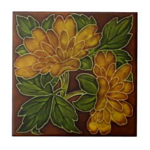 Carreau Les couleurs de l'automne antique Floral Majolica 