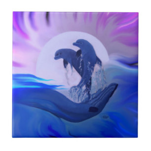 Carreau Les dauphins au clair de lune