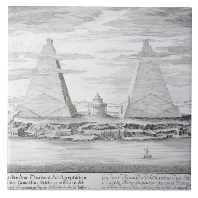 Carreau Les deux pyramides de Moeris, roi de l'Egypte et (Devant)