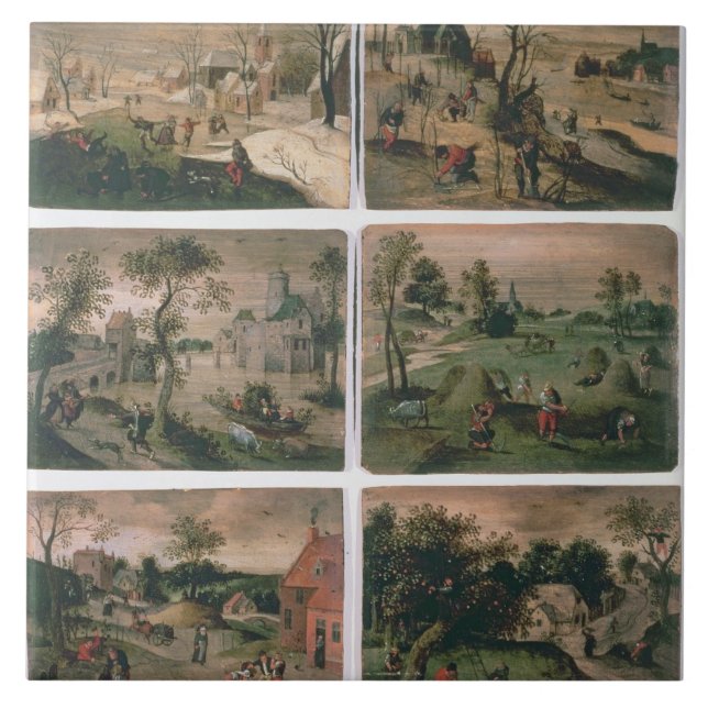 Carreau Les douze mois de l'année : Janvier, février, (Devant)