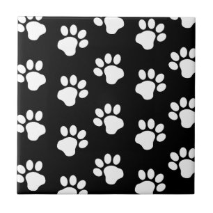 Carreau Les Empreintes de pattes de Chat-Chien Blanc sur N