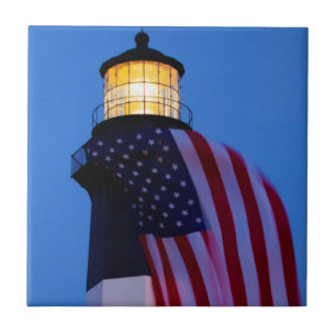 Carreau Les Etats-Unis, la Géorgie, île de Tybee, drapeau