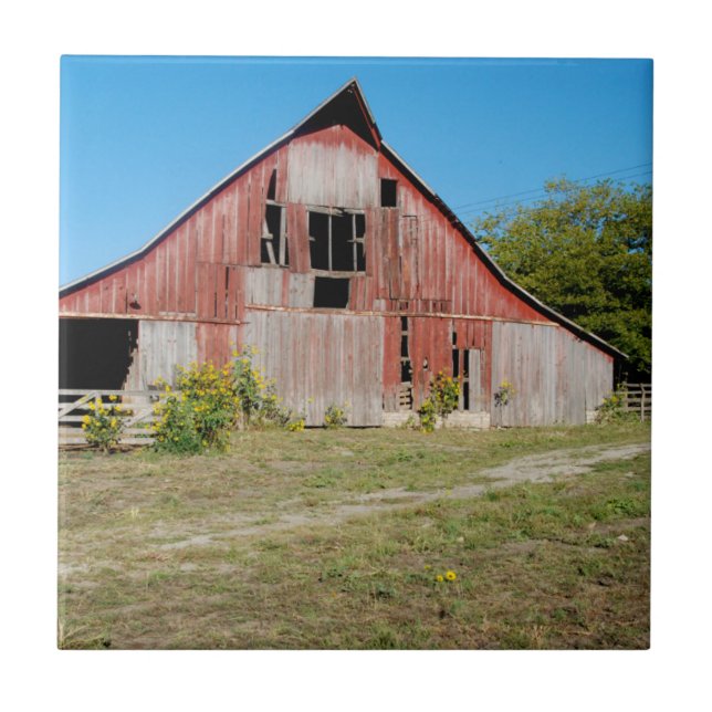 Carreau Les Etats-Unis, le Kansas, vieille grange rouge (Devant)