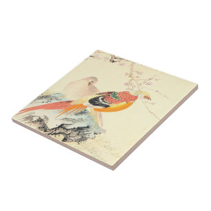 Carreau Les faisans chinois Imao Keinen oiseaux et sakura
