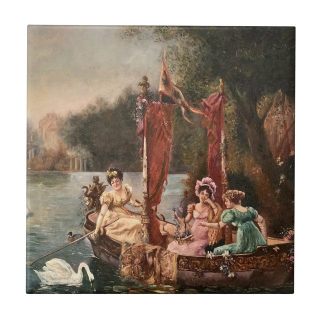 Carreau Les femmes vintages sur l'eau (Devant)