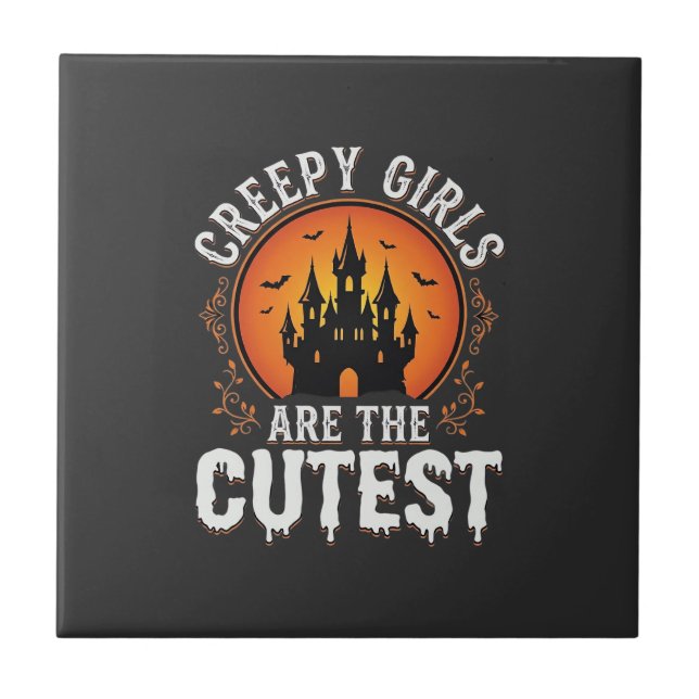 Carreau Les Filles Flippantes Sont Le Design De Halloween  (Devant)