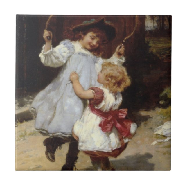 Carreau Les filles qui sautent avec une corde à sauter (Devant)