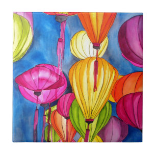 Carreau Les fines aquarelles des lanternes chinoises