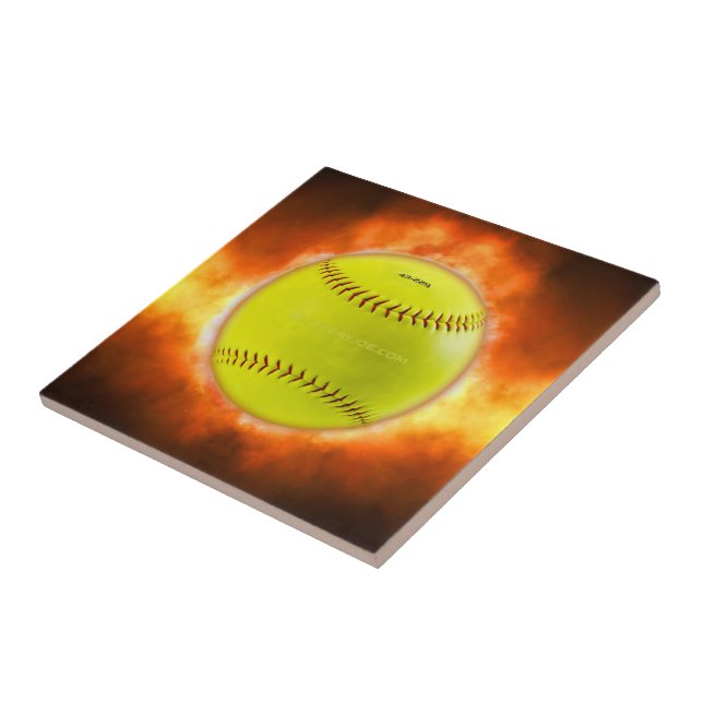 Carreau Les flammes de balle rapide de softball jaune de S (Côté)