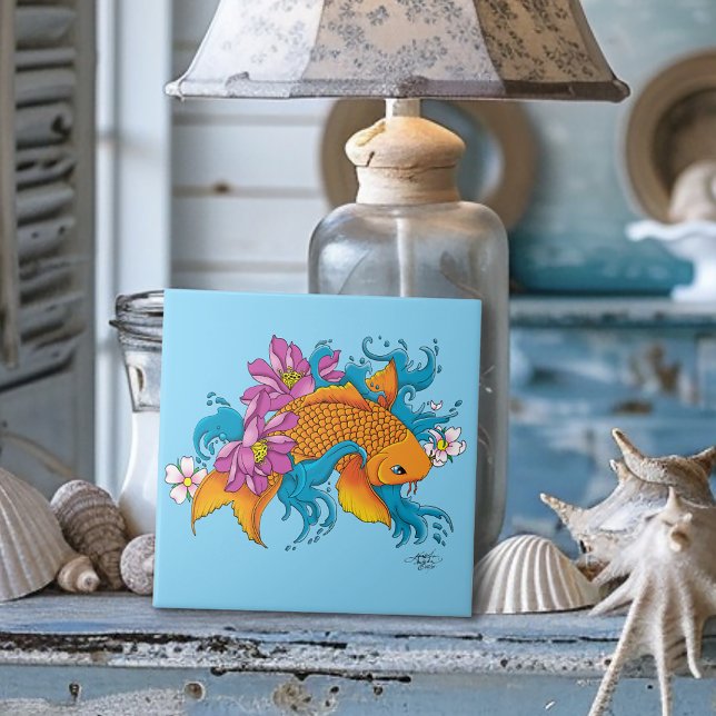 Carreau Les fleurs de koi Fish Lotus Chery (Créateur téléchargé)