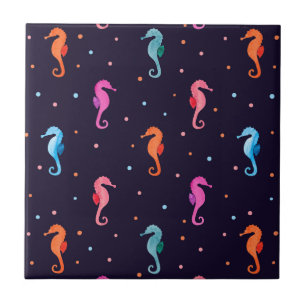 Carreau Les hippocampes d'eau sur le Motif bleu de la mari