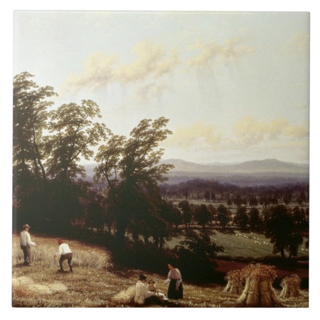 Carreau Les meules de foin s'approchent d'une rivière, (Devant)
