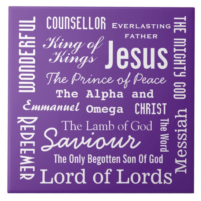 Carreau Les noms de Jésus Texte blanc (Devant)