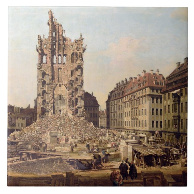Carreau Les ruines du vieux Kreuzkirche, Dresde (Devant)