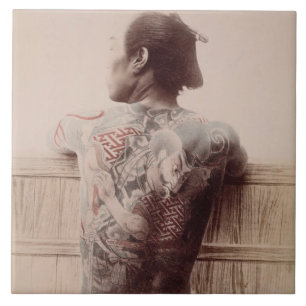 Carreau Les tatouages du jeune marié japonais, c.1880