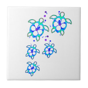 Carreau Les tortues hawaïennes du littoral Honu