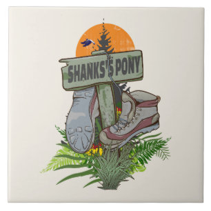 Carreau Les vieilles bottes de randonnée de poney de Shank