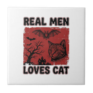 Carreau Les vrais hommes aiment les chats Halloween Vintag