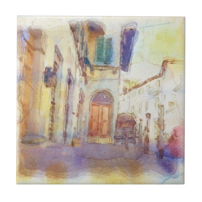 Carreau Les vues de Florence ont fait dans l'aquarelle (Devant)