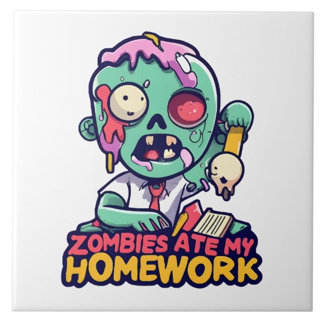 Carreau Les zombies ont mangé mes devoirs (Devant)