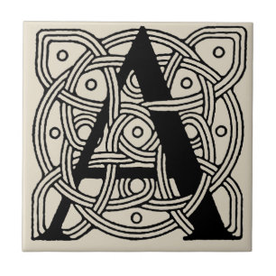 Carreau Lettre A Monogramme Impression de nœud celtique vi