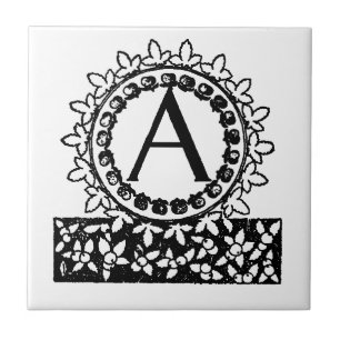 Carreau Lettre A monogramme victorien vintage