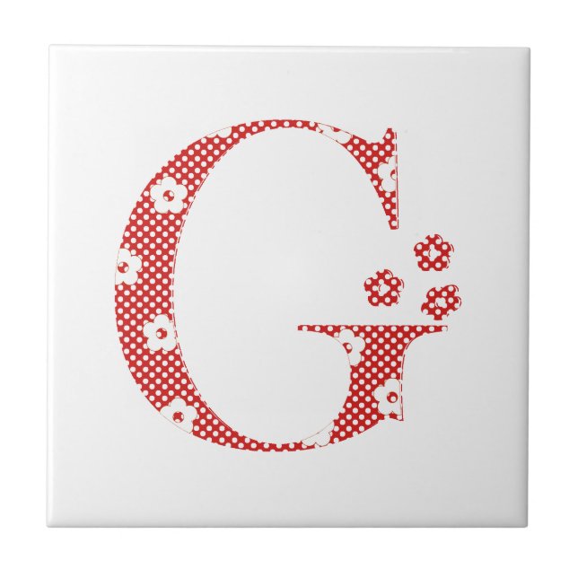 Carreau lettre à motifs floraux G(rouge & points) (Devant)
