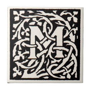 Carreau Lettre Art Nouveau M Monogramme Vintage