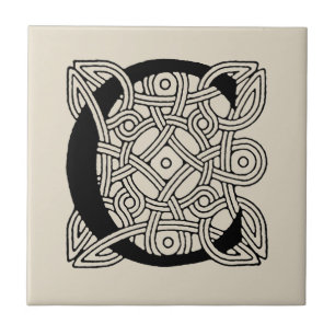 Carreau Lettre C Vintage Monogramme de noeud celtique