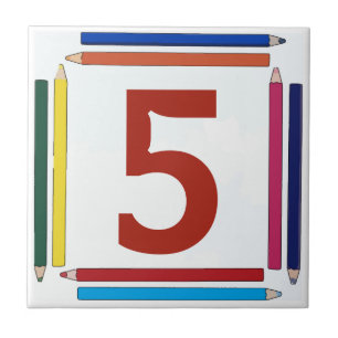 Carreau Lettre crayons de couleur & Numéro de maison Carre