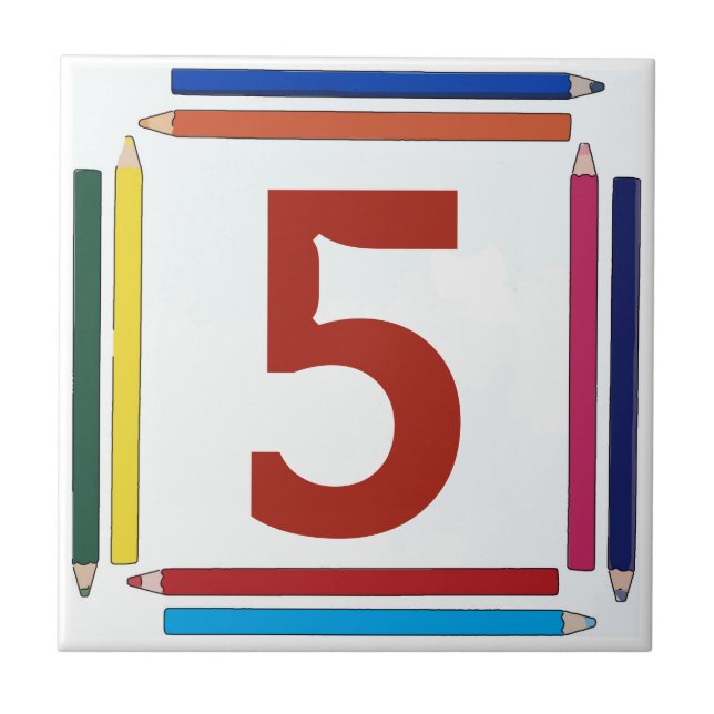 Carreau Lettre crayons de couleur & Numéro de maison Carre (Devant)