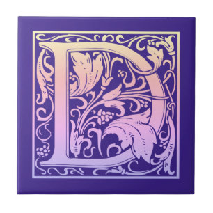 Carreau Lettre D Coloré Vintage Première Lettre Gradient