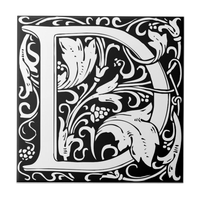 Carreau Lettre D Monogramme Art Nouveau Médiéval (Devant)