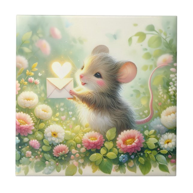 Carreau Lettre d'amour de souris de cottage Prairie (Devant)