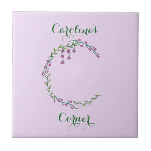 Carreau Lettre dessinée à la main C Monogramme initial Vin