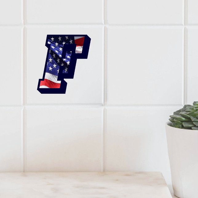 Carreau LETTRE Drapeau AMÉRICAIN "F" GRANDE TAILLE EN Céra (American Flag Letter F Large Photo Ceramic Tile)