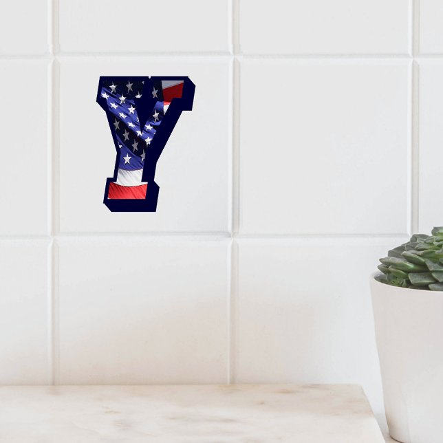 Carreau LETTRE Drapeau AMÉRICAINE "Y" GRANDE TAILLE EN Cér ( American Flag Letter Y Large Photo Ceramic Tile Cover)