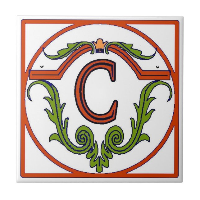 Carreau LETTRE ESPAGNOLE ROUGE Tile C (Devant)