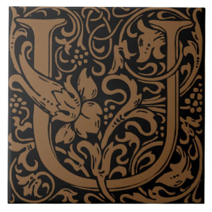 Carreau Lettre Florale Initiale Art Nouveau de William Mor