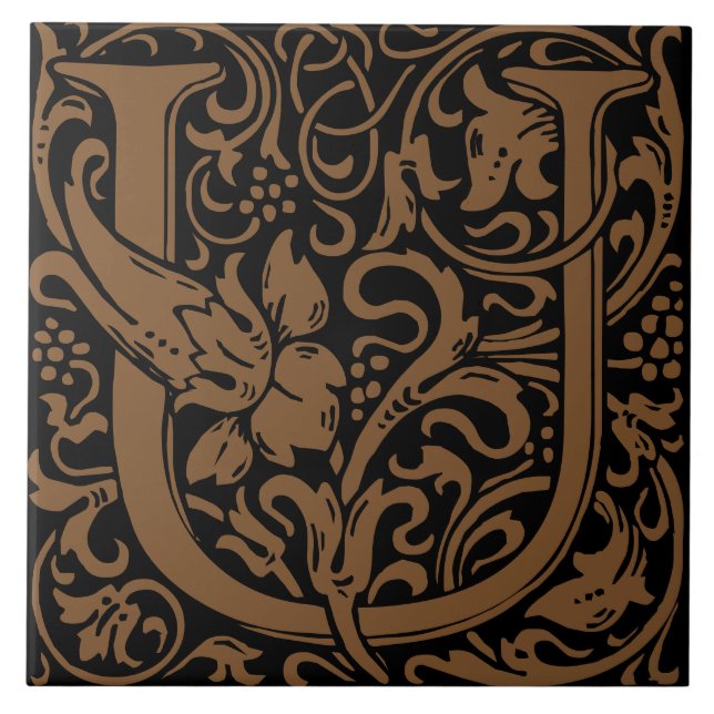 Carreau Lettre Florale Initiale Art Nouveau de William Mor (Devant)