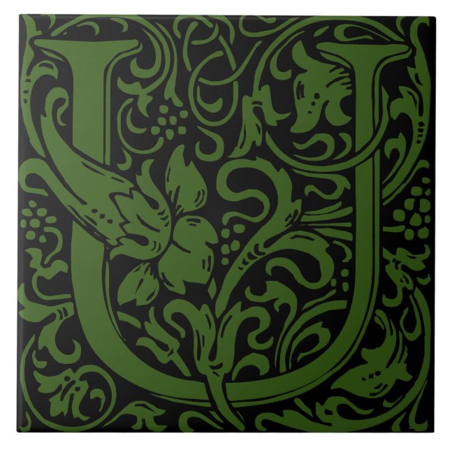 Carreau Lettre florale initiale Art nouveau U par William  (Devant)