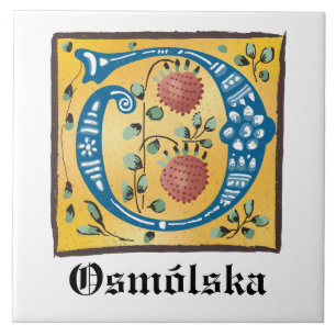 Carreau LETTRE Florale Médiévale ÉCLAIRÉE O MONO