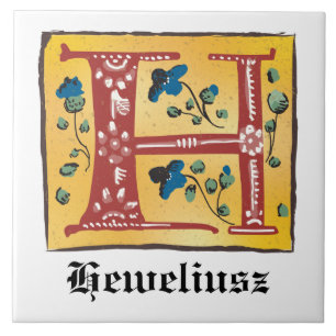 Carreau Lettre Florale médiévale illuminée H Monogramme