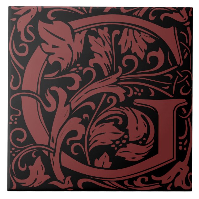 Carreau Lettre G monogrammée Art Nouveau William Morris (Devant)