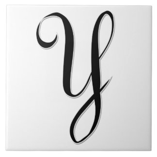 Carreau Lettre Geessele Y en tuile Monogramme noire