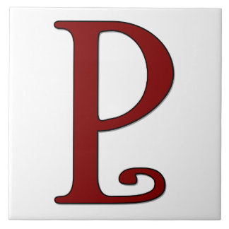 Carreau Lettre Helena P en Monogramme rouge